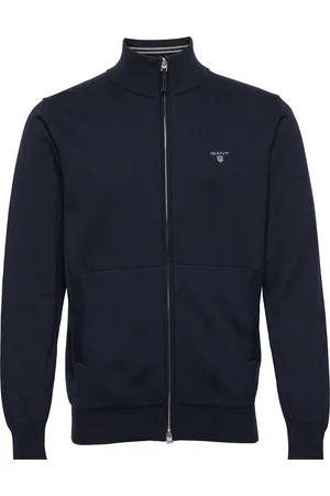 GANT Classic Cotton Zip Cardigan Navy
