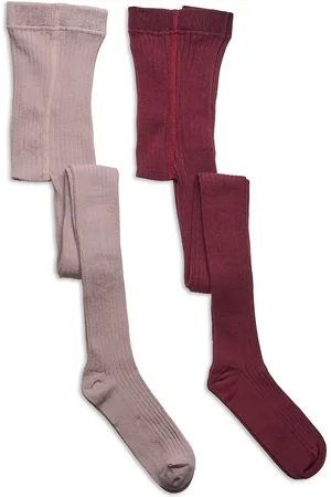 Minymo Stocking - Solid Rib 2-Pack Pink