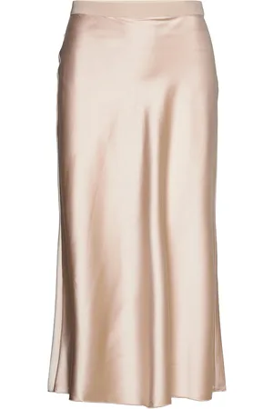 Ahlvar Gallery Hana Satin Silk Skirt Beige