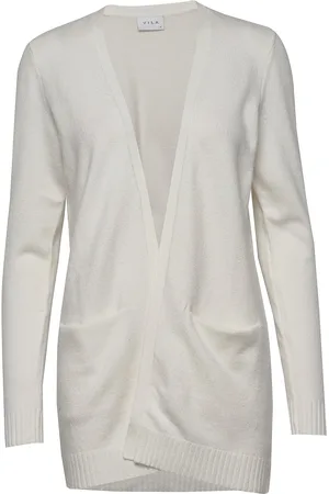 VILA Viril Open L/S Knit Cardigan White