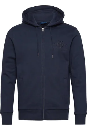 GANT Reg Tonal Shield Full Zip Hoodie Blue