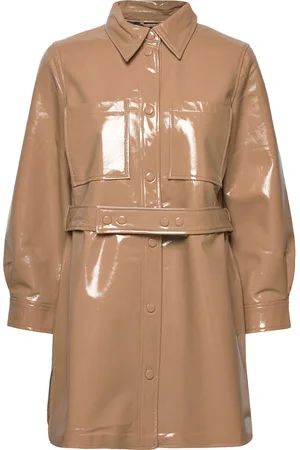 Y.A.S Lana 7/8 Leather Jacket - Ca Brown