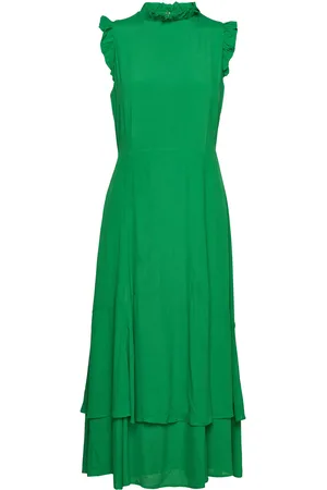 Ivy & Oak Midi Length Ruffle Dress Green