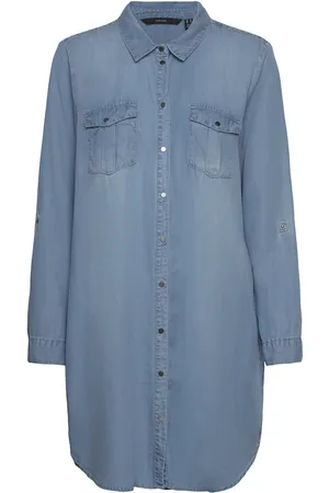 VERO MODA Vmsigga Ls Short Dress Lt Bl Ga Noos Blue