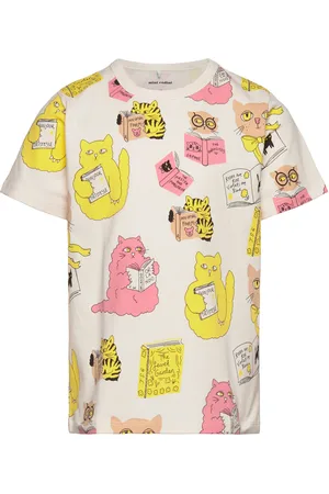 Mini Rodini Cats Aop Ss Tee Cream