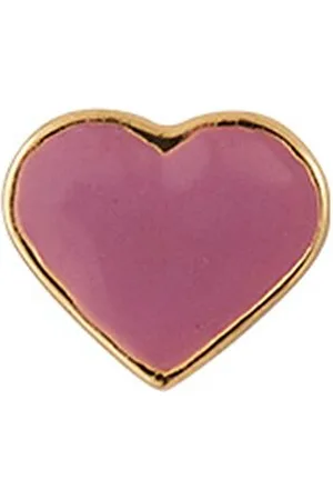 Design Letters Enamel Heart Charm, Gold Pink