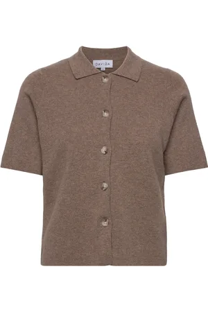 Davida Cashmere Short Sleeve Cardigan Brown
