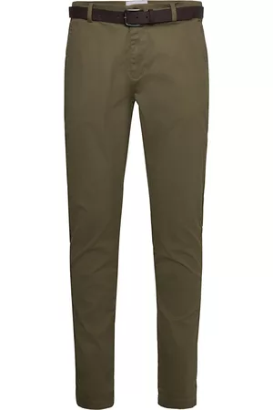 Lindbergh Miehet Chinot - Aop Superflex Chino Pants Khaki