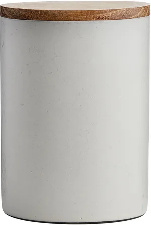 aida Raw Arctic White - Krukke M/Teaklåg 1 Stk H15Xd10 Cm White