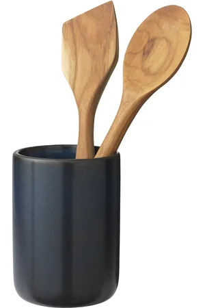 aida Raw Midnight Blue - Redskabskrukke M/Palet + Grydeske I Teak 1 Stk H15Xd10 Cm Gaveæske Navy