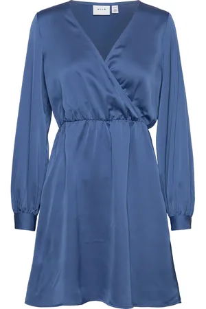 VILA Viellette Wrap L/S Dress/Su- Noos Blue