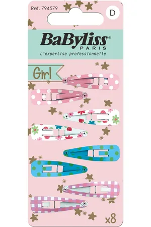 BaByliss Paris Hair Clip Kids 8 Pcs Patterned