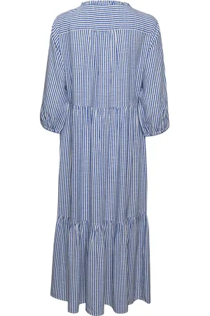 Cream Crtiah Flounce Dress Blue