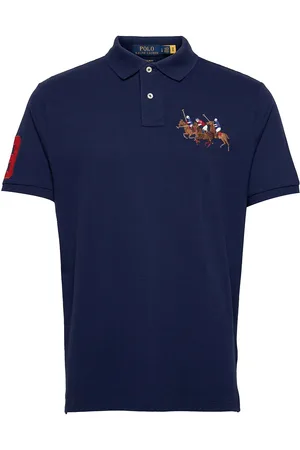 Ralph Lauren Custom Slim Fit Triple-Pony Polo Shirt Blue