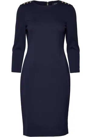 Ralph Lauren Ponte Three-Quarter-Sleeve Dress Navy