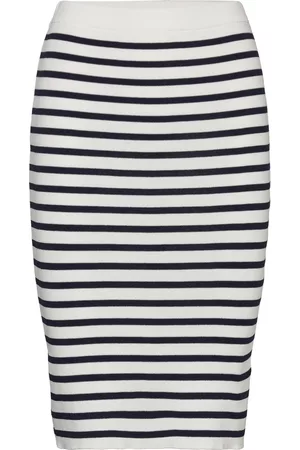 REMAIN Birger Christensen Naiset Kynähameet - Striped Knit Pencil Skirt White