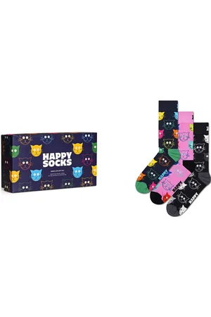 Happy Socks 3-Pack Mixed Cat Socks Gift Set