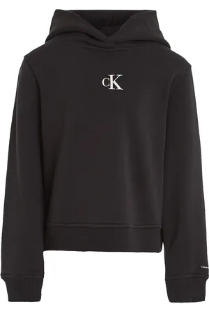 Calvin Klein Ck Logo Boxy Hoodie Black