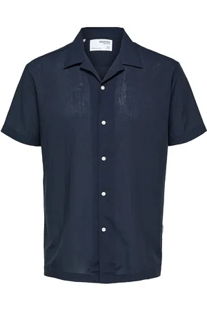 SELECTED Slhreg-Air Shirt Ss Mix Navy