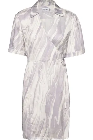 Calvin Klein Shine Viscose Wrap Dress Purple