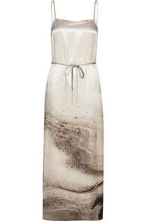 Calvin Klein Travertine Print Midi Slip Dress Grey