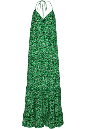 ROTATE Fine Jacquard Maxi Dress Green
