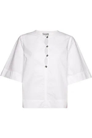 Ganni Cotton Poplin Blouse White