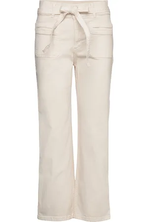MANGO Straight-Leg Jeans With Bow Detail Beige