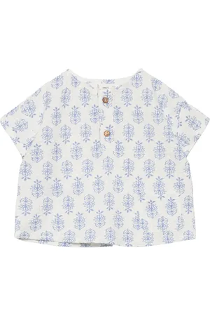 MANGO Floral Print Shirt Blue