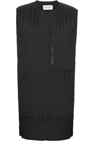Calvin Klein Lw Vertical Quilted Long Vest Black