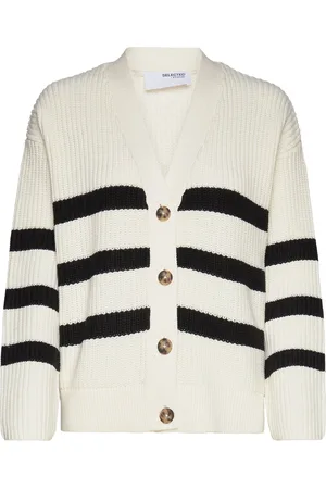 SELECTED Slfbloomie Ls Knit V-Neck Cardigan Noos Patterned