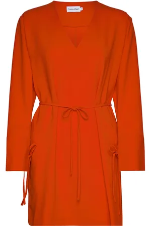 Calvin Klein Structure Twill Ls Dress Orange