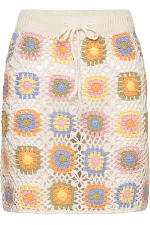 MANGO Crochet Mini Skirt Beige
