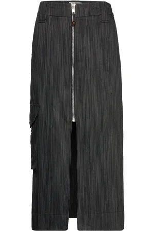 Ganni Drapey Stripe Suiting Maxi Skirt