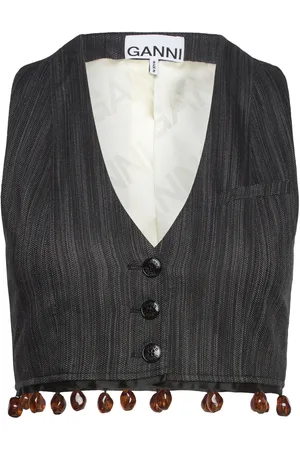 Ganni Drapey Stripe Suiting Waistcoat
