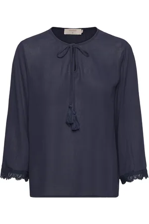 Cream Crbea 3/4 Sleeve Blouse Blue