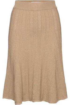 REMAIN Birger Christensen Knit Flared Mini Skirt Beige