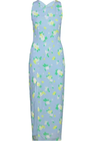 ROTATE Jacquard Midi Slit Dress Blue