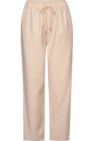 MANGO Flowy Straight-Fit Trousers With Bow Beige