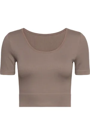 ONLY Onpjaia Life Ss 2-Way Crop Seam Top Noos Brown