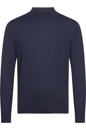 SELECTED Slhtown Merino Coolmax Knit Mock B Noos Navy