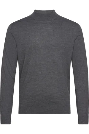 SELECTED Slhtown Merino Coolmax Knit Mock B Noos Grey
