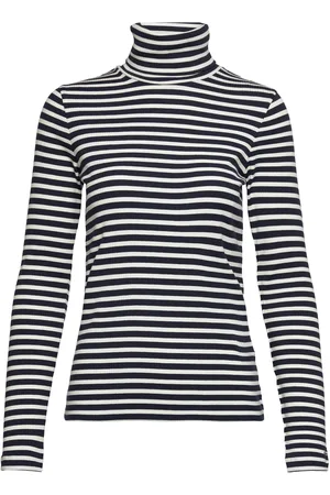 GANT Slim Striped Rib Turtleneck Blue