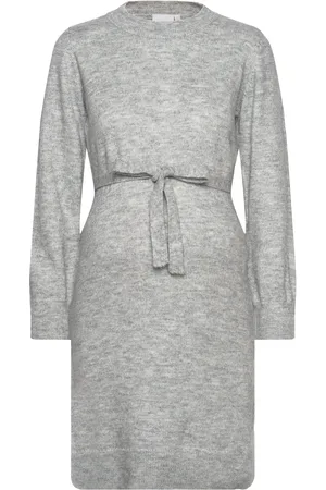 Mama;licious Mlnewanne L/S Abk Knit Dress A. Noos Grey