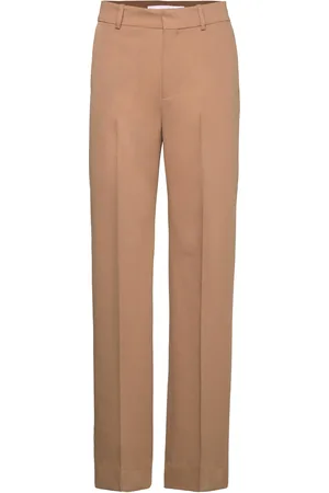 MANGO Straight Suit Trousers Brown