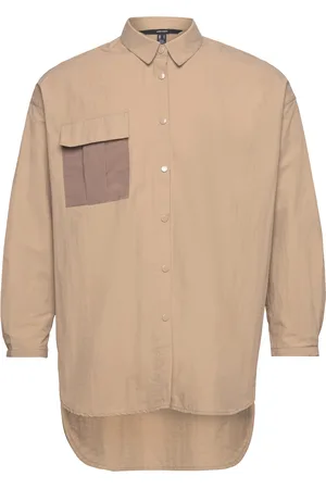 VERO MODA Vmsadie Ls Over D Cargo Shirt Beige