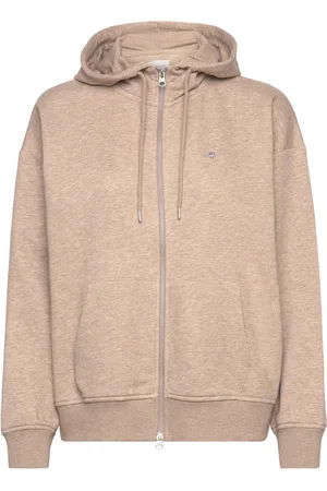 GANT Rel Shield Zip Hoodie Brown