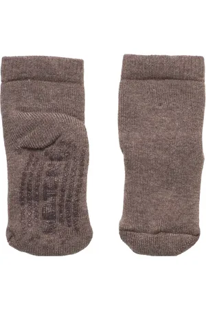 Melton Cotton Socks - Anti-Slip Beige