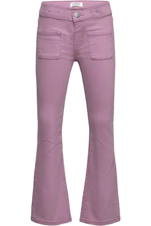 Lindex Trousers Flare Twill Stretch F Purple