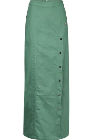 Cannari Concept Washed Twill Long Skirt Green